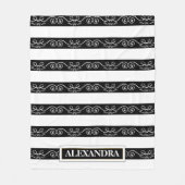 Monogram, Schwarz-weiß gestreift Fleecedecke (Vorderseite)