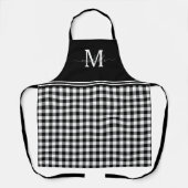 Monogram Schwarz-weiß Gingham Gingham Graue Bezeic Schürze (Vorderseite)