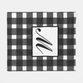 Monogram Schwarz-weiß Gingham Pattern Fleecedecke (Vorderseite (Horizontal))