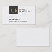Monogram Schwarz-weiß Gold Business Card Visitenkarte (Vorne/Hinten)