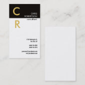 Monogram Schwarz-weiß Gold Schlicht Business Card Visitenkarte (Vorne/Hinten)