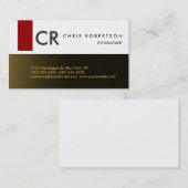 Monogram Schwarz-weiß Grau Red Gold Business Card Visitenkarte (Vorne/Hinten)