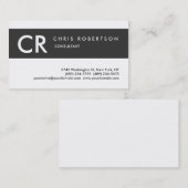 Monogram Schwarz-weiß Grau-Visitenkarte Visitenkarte (Vorne/Hinten)