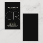 Monogram Schwarz-weiß Grau-Visitenkarte Visitenkarte (Vorne/Hinten)