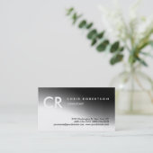 Monogram Schwarz-weiß Graue Muster-Visitenkarte Visitenkarte (Stehend Vorderseite)