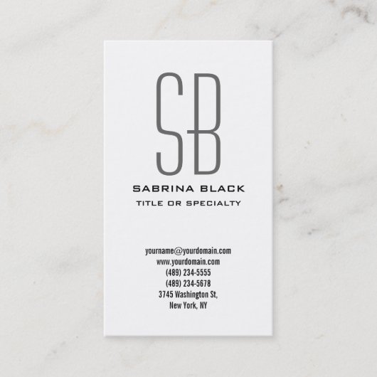 Monogram Schwarz-weiß Gray Consultant Business Car Visitenkarte (Vorderseite)