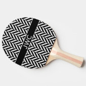 Monogram Schwarz-weiß Herringbone Ping Pong Paddle Tischtennis Schläger (Seitenansicht)