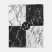 Monogram Schwarz-weiß Karo Marble Fleece Blanket (Vorderseite)