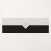 Monogram Schwarz-weiß Marble Elegante Gold Script Yogamatte (Rückseite (Horizontal))