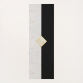 Monogram Schwarz-weiß Marble Elegante Gold Script Yogamatte (Rückseite)