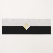 Monogram Schwarz-weiß Marble Elegante Gold Script Yogamatte (Vorderseite (Horizontal))
