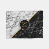 Monogram Schwarz-weiß Marble Fleece Blanket (Vorderseite (Horizontal))