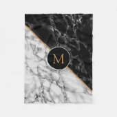 Monogram Schwarz-weiß Marble Fleece Blanket (Vorderseite)