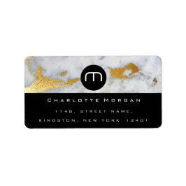 Monogram Schwarz-weiß Marble Gold Gray VIP UAWG Adressaufkleber