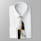 Monogram Schwarz-weiß Marble Modern Neck Tie Krawatte (Gebunden)