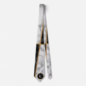 Monogram Schwarz-weiß Marble Modern Neck Tie Krawatte (Vorderseite)