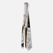 Monogram Schwarz-weiß Marble Modern Neck Tie Krawatte (Rückseite)