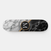 Monogram Schwarz-weiß Marble Moderne Skateboard (Horizontal)