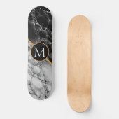 Monogram Schwarz-weiß Marble Moderne Skateboard (Vorderseite)
