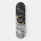 Monogram Schwarz-weiß Marble Moderne Skateboard (Vorderseite)