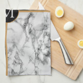 Monogram, Schwarz-Weiß-Marmor Küchentuch (Viertel Falte)
