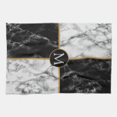 Monogram, Schwarz-Weiß-Marmor Küchentuch (Horizontal)