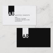 Monogram Schwarz-weiß Modern Business Card Visitenkarte (Vorne/Hinten)
