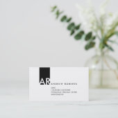 Monogram Schwarz-weiß Modern Business Card Visitenkarte (Stehend Vorderseite)