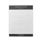 Monogram Schwarz-weiß Modern Eleganed Lined Notizblock (Rotiert)