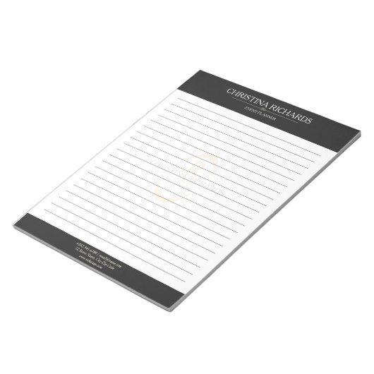 Monogram Schwarz-weiß Modern Eleganed Lined Notizblock (angewinkelt)