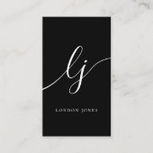Monogram Schwarz-weiß Modern Feminine Calligraphy Visitenkarte (Vorderseite)