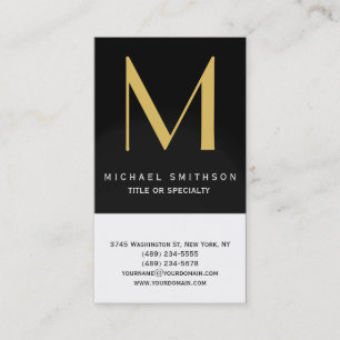 Monogram Schwarz-weiß Modern Simple Business Card Visitenkarte