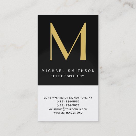 Monogram Schwarz-weiß Modern Simple Business Card Visitenkarte (Vorderseite)