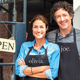 Monogram Schwarz-weiß Modern Simple Sein Name Schürze