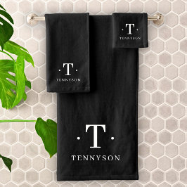 Monogram Schwarz-weiß Modernes Minimalistisches El Badhandtuch Set