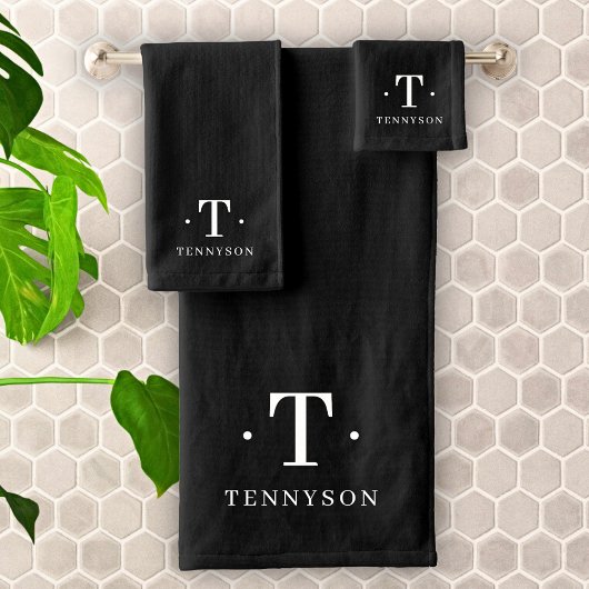 Monogram Schwarz-weiß Modernes Minimalistisches El Badhandtuch Set