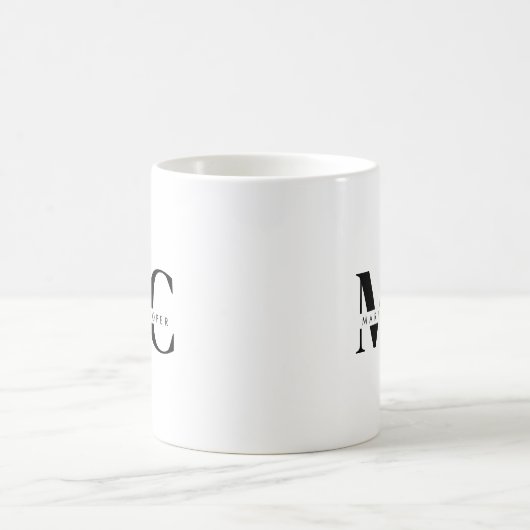 Monogram Schwarz-weiß Modernes Minimalistisches El Kaffeetasse (Mittel)