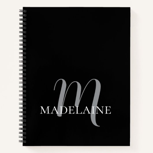 Monogram Schwarz-weiß Personal Notizblock (Vorderseite)