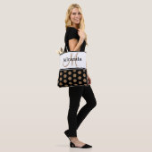 Monogram Schwarz-weiß Polka Dot Script Tasche (Am Model)
