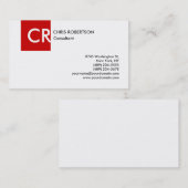 Monogram Schwarz-weiß Red Business Card Visitenkarte (Vorne/Hinten)