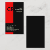 Monogram Schwarz-weiß Red Business Card Visitenkarte (Vorne/Hinten)