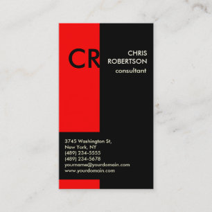 Monogram Schwarz-weiß Red Business Card Visitenkarte