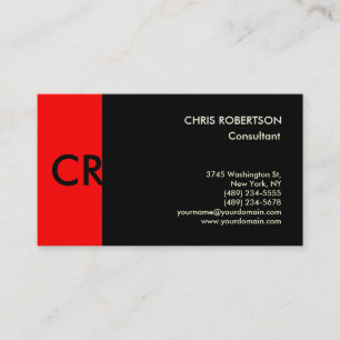 Monogram Schwarz-weiß Red Business Card Visitenkarte