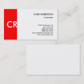 Monogram Schwarz-weiß Red Business Card Visitenkarte (Vorne/Hinten)