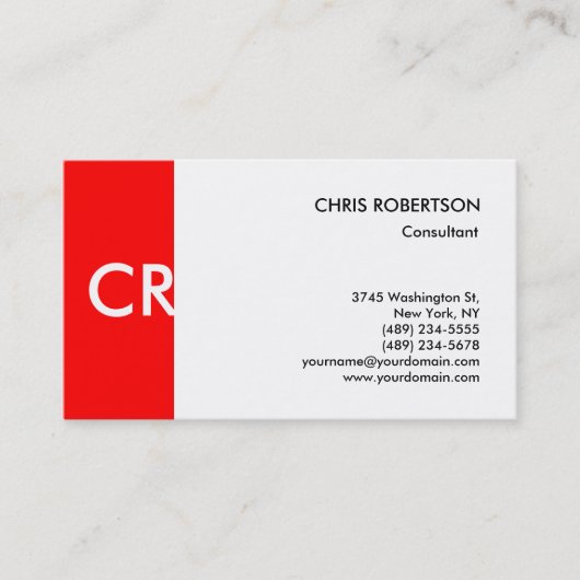 Monogram Schwarz-weiß Red Business Card Visitenkarte (Vorderseite)