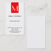 Monogram Schwarz-weiß Red Modern Business Card Visitenkarte (Vorne/Hinten)