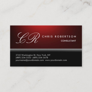 Monogram Schwarz-weiß Red Trendy Business Card Visitenkarte