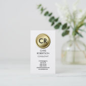 Monogram Schwarz-weiß Round Button Business Card Visitenkarte (Stehend Vorderseite)