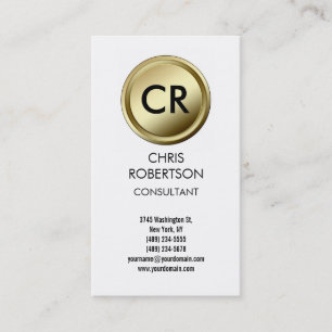 Monogram Schwarz-weiß Round Button Business Card Visitenkarte