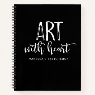 Monogram Schwarz-weiß Script Artist Sketchbook Notizblock
